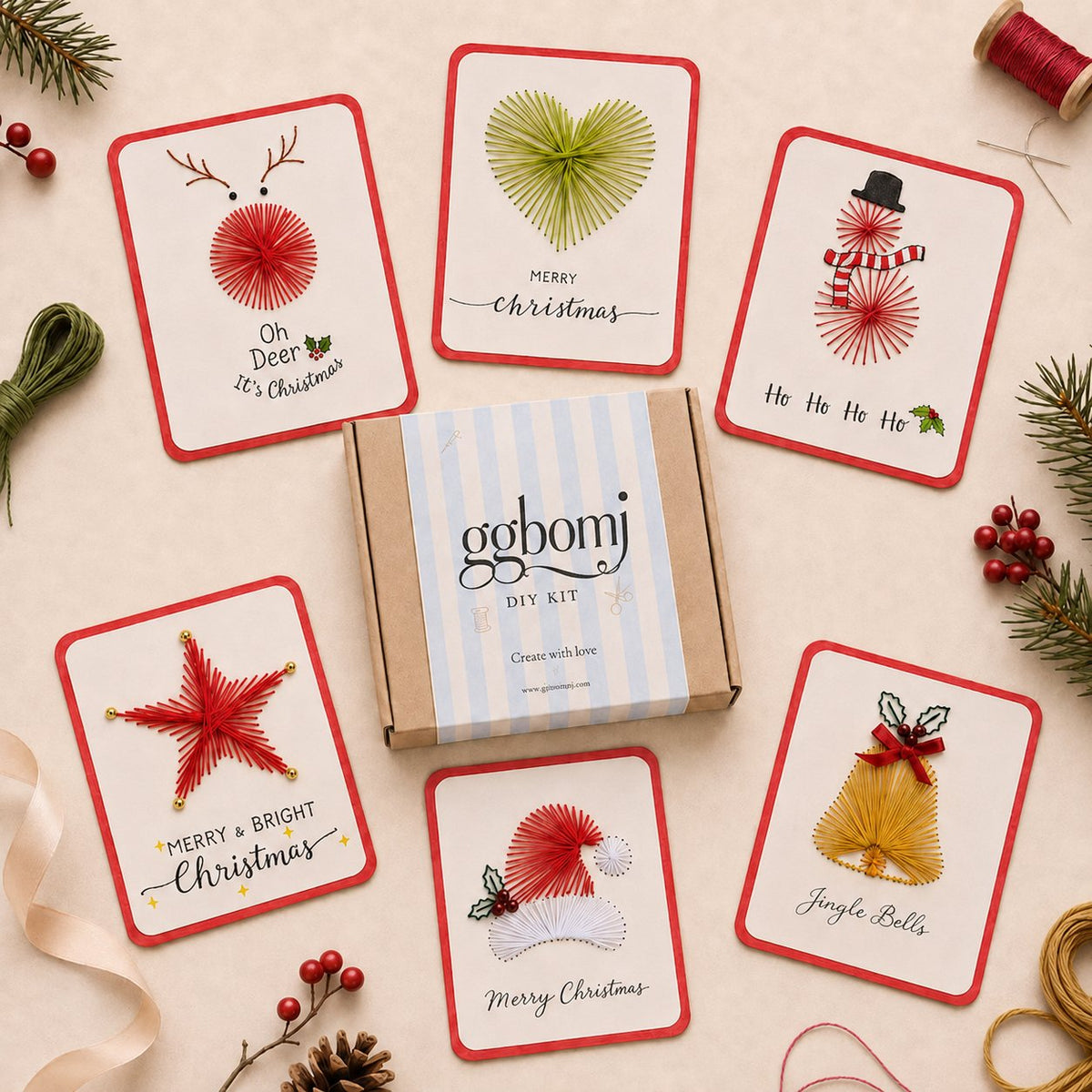 🎄🧵DIY kit for a Christmas card featuring string art