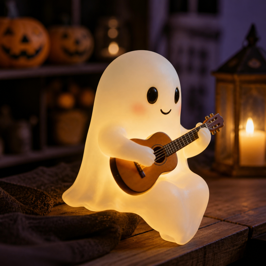 Halloween Ghost Guitar Night Light and Table Decoration