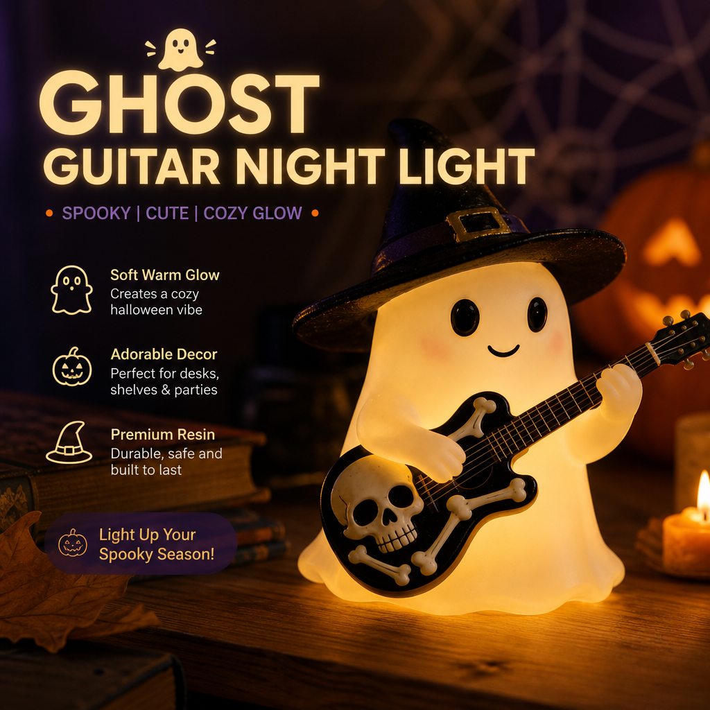 Halloween Ghost Guitar Night Light and Table Decoration