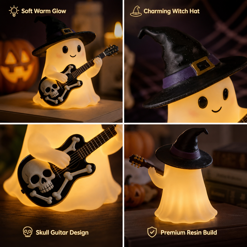 Halloween Ghost Guitar Night Light and Table Decoration