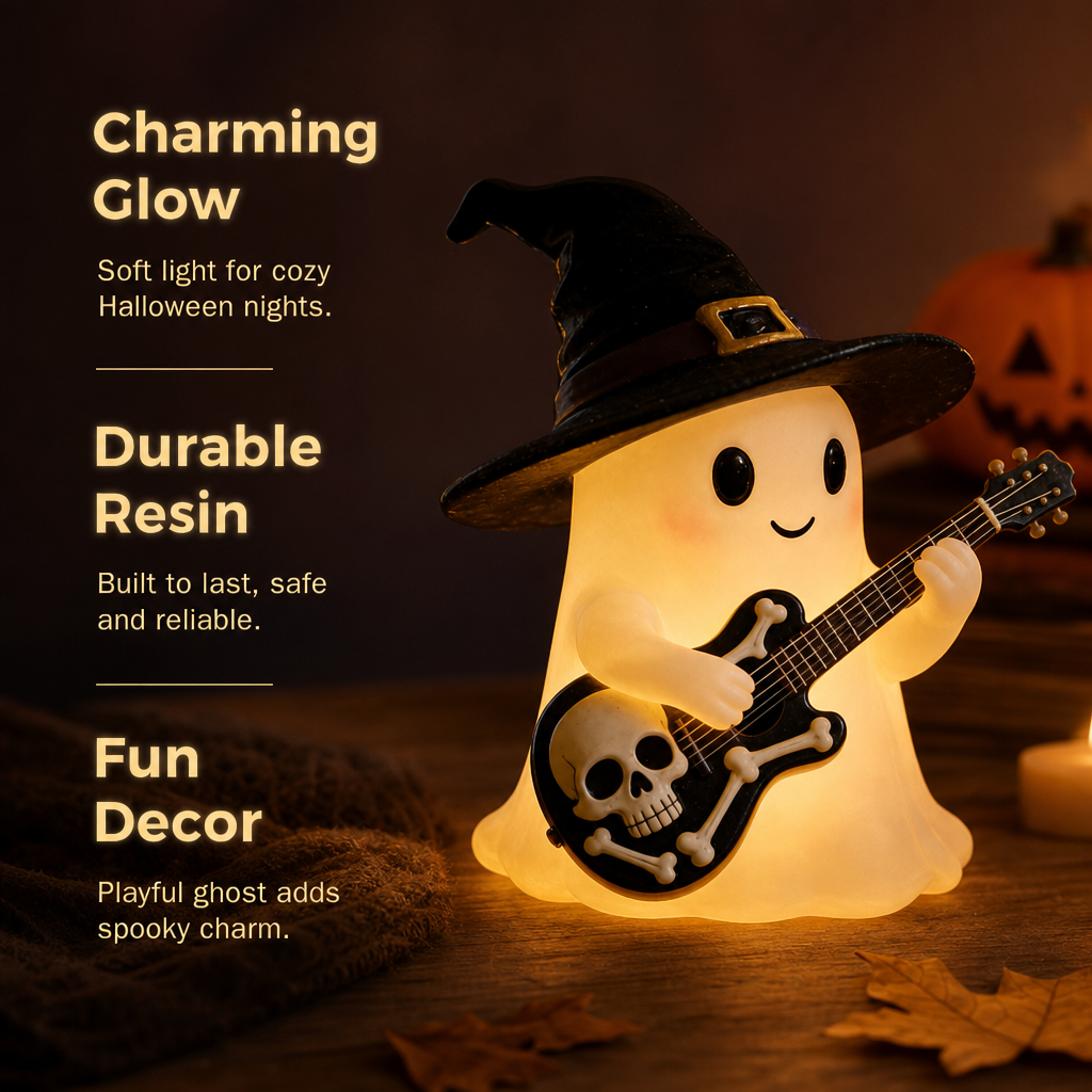 Halloween Ghost Guitar Night Light and Table Decoration