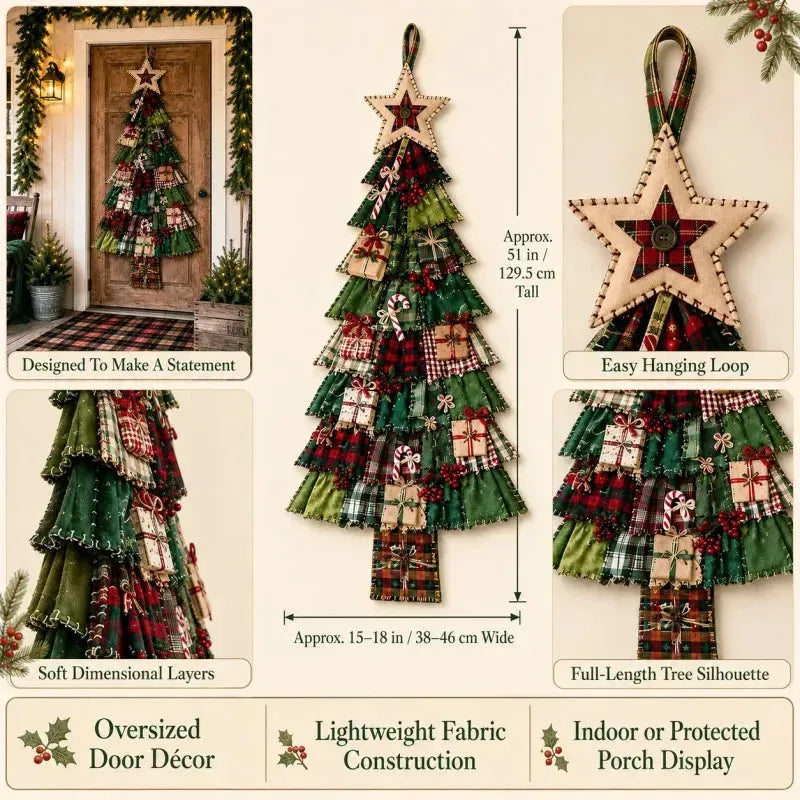 🎄 DIY patchwork Christmas tree door hanger | Rustic Christmas decoration
