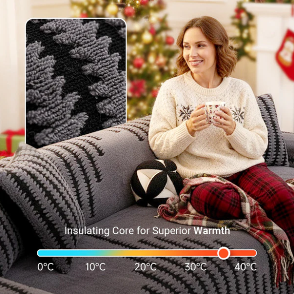 🛋️ ✨ Plush Sofa Throw - Extra Thick & Non-Slip Blanket with Elastic Edges 🍂❄️