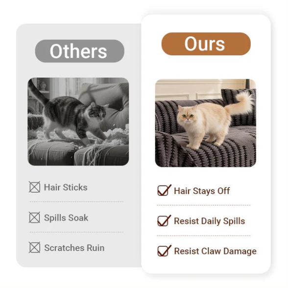 🛋️ ✨ Plush Sofa Throw - Extra Thick & Non-Slip Blanket with Elastic Edges 🍂❄️