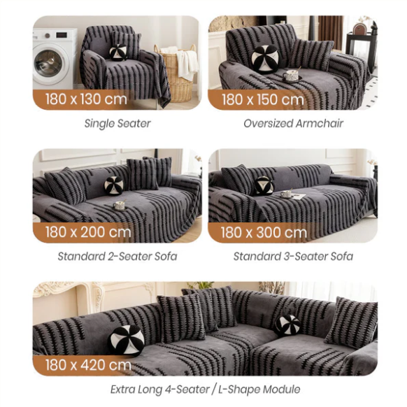 🛋️ ✨ Plush Sofa Throw - Extra Thick & Non-Slip Blanket with Elastic Edges 🍂❄️