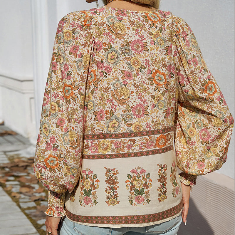 🎀Naisten muoti painettu v-kaula pitkähihainen paita