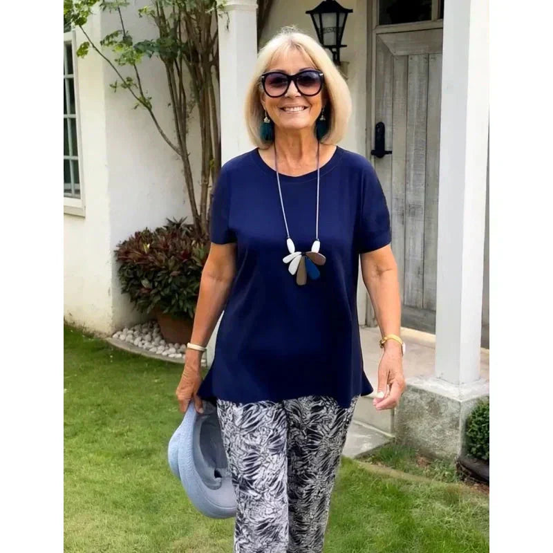 ☀️Printtikuvioinen lyhythihainen rento kaksiosainen pukusarja