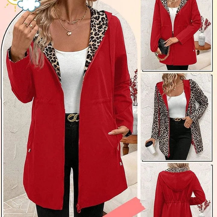 🥻Alkusyksyn kampanja - 50 % alennus🥻Naisten takki, jossa on kaksipuolinen vetoketju ja huppu