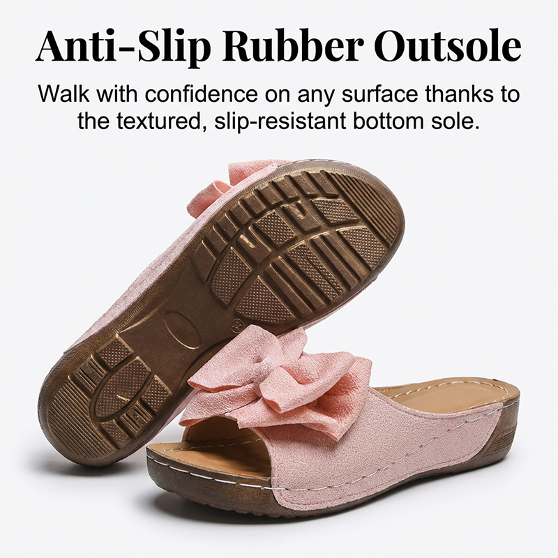 Women's Bowknot Peep-Toe Wedge Sandals – Chic Design, Comfortable Wedge & Easy to Slip On 🌸