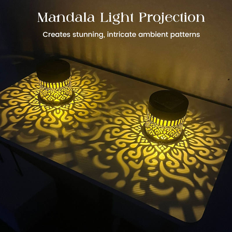 🌞✨ Solar-powered mandala projector lamp