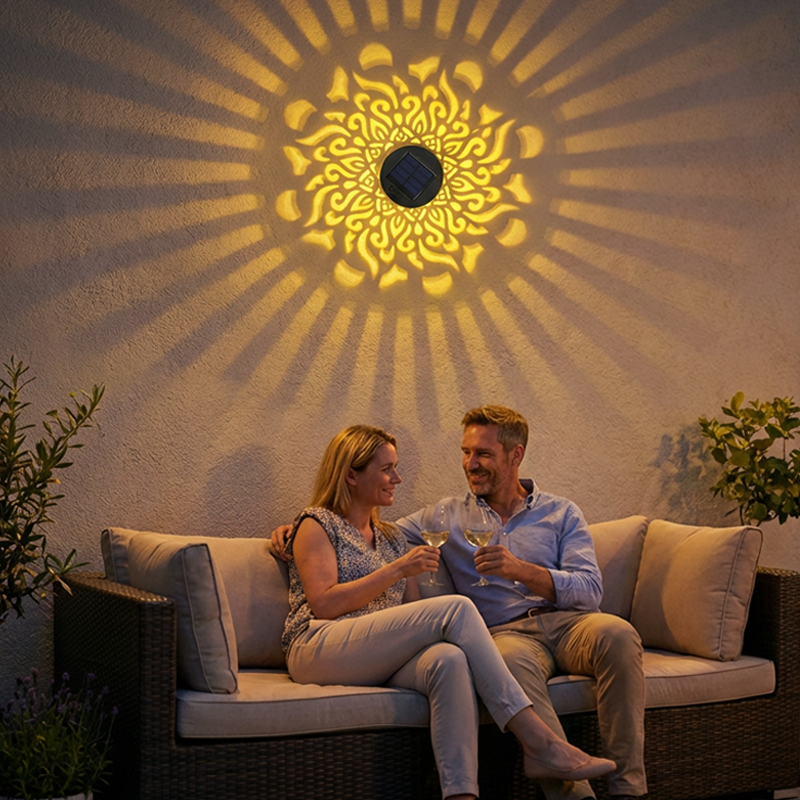 🌞✨ Solar-powered mandala projector lamp