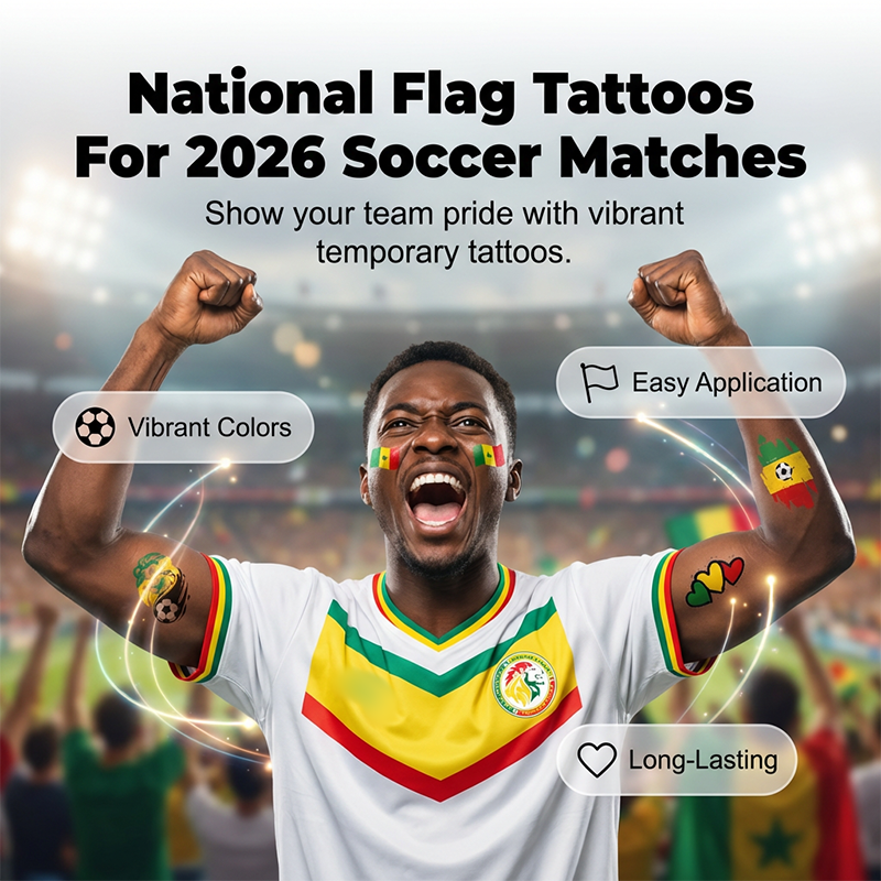 ✨⚽ 2026 World Cup Flag-themed Temporary Tattoos | Waterproof temporary tattoos designed specifically for football | A refreshing alternative to make-up