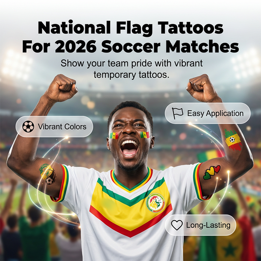 ✨⚽ 2026 World Cup Flag-themed Temporary Tattoos | Waterproof temporary tattoos designed specifically for football | A refreshing alternative to make-up