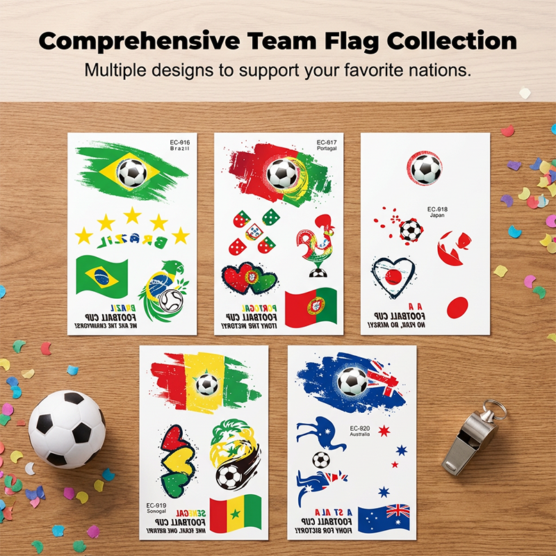 ✨⚽ 2026 World Cup Flag-themed Temporary Tattoos | Waterproof temporary tattoos designed specifically for football | A refreshing alternative to make-up