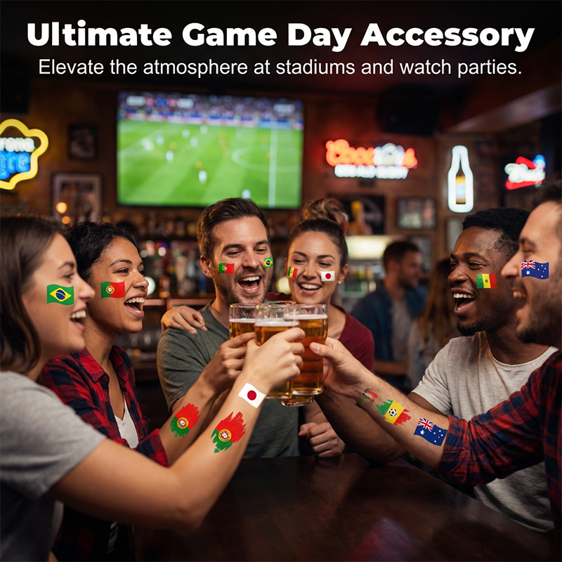 ✨⚽ 2026 World Cup Flag-themed Temporary Tattoos | Waterproof temporary tattoos designed specifically for football | A refreshing alternative to make-up
