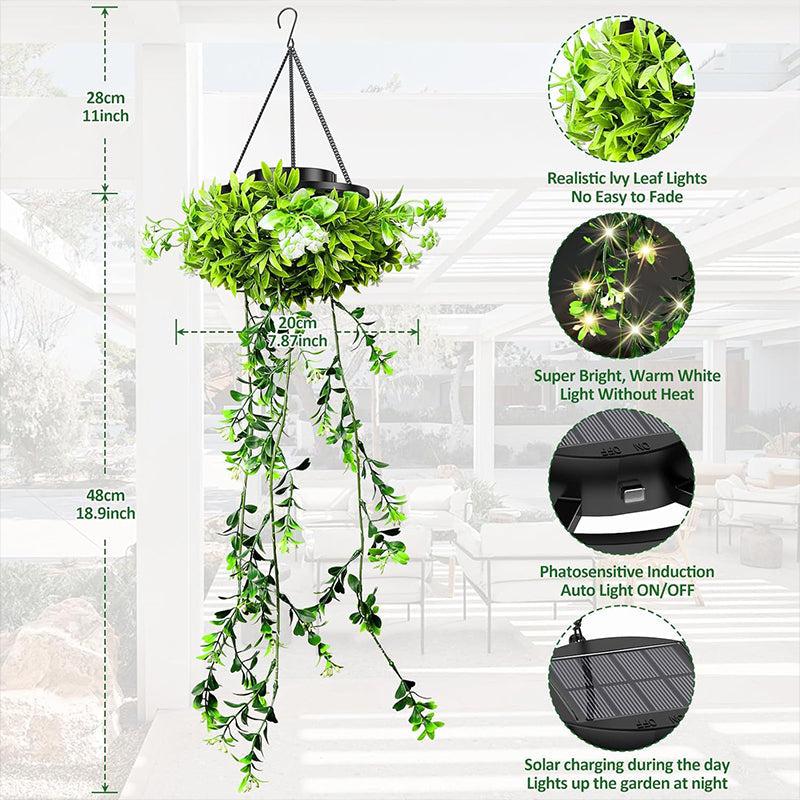 Solar Powered Hanging Grass Lights – IP65 Waterproof Artificial Plant Lantern for Garden & Patio