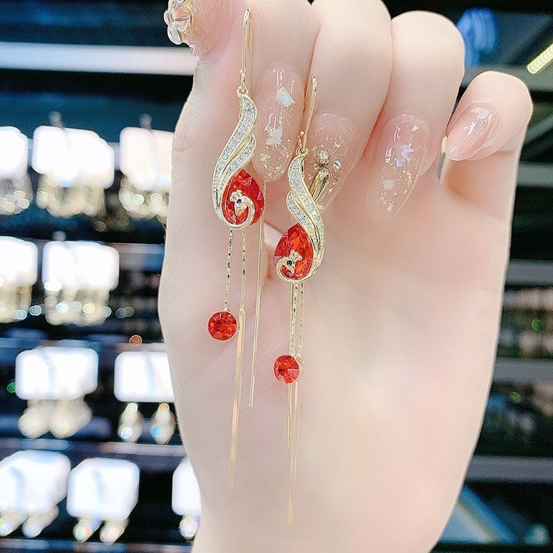 ✨ LIMITED-TIME 50% OFF! 🦚 Phoenix Earrings – Peacock Design, CZ Gems, Lightweight, Gift 🎁