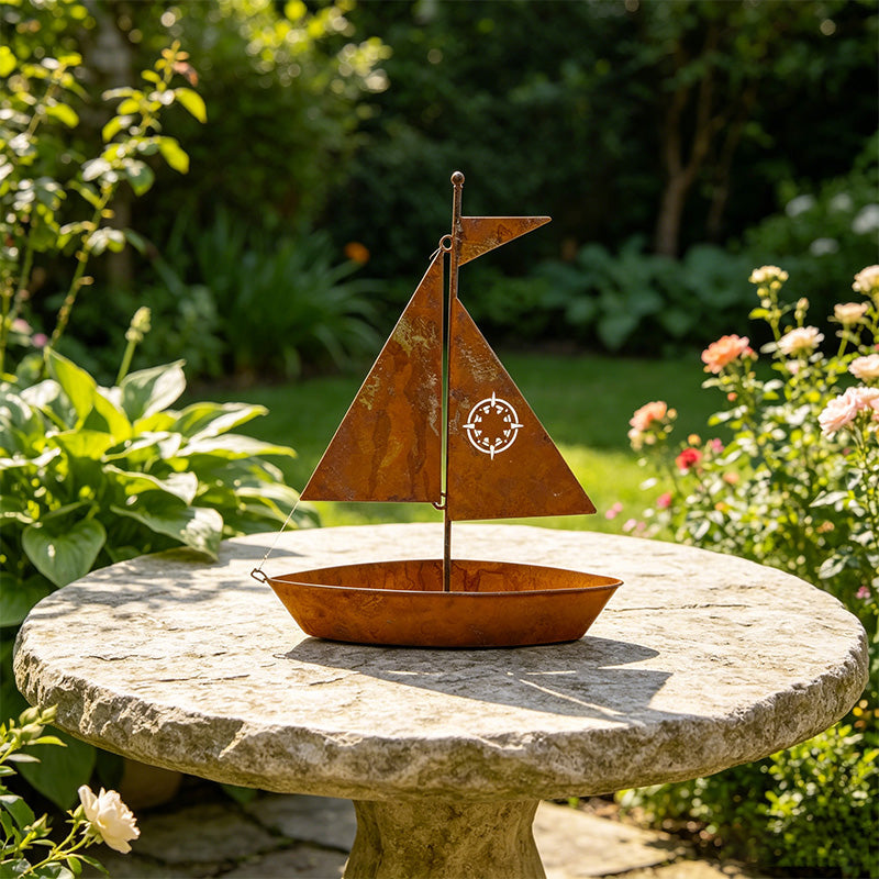 ⛵ 50% OFF NOW! 🌱 Rustic Sailboat Metal Planter – Handcrafted, weather-resistant – charming garden or shelf decor 🏡