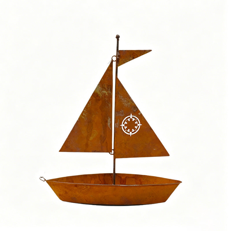 ⛵ 50% OFF NOW! 🌱 Rustic Sailboat Metal Planter – Handcrafted, weather-resistant – charming garden or shelf decor 🏡