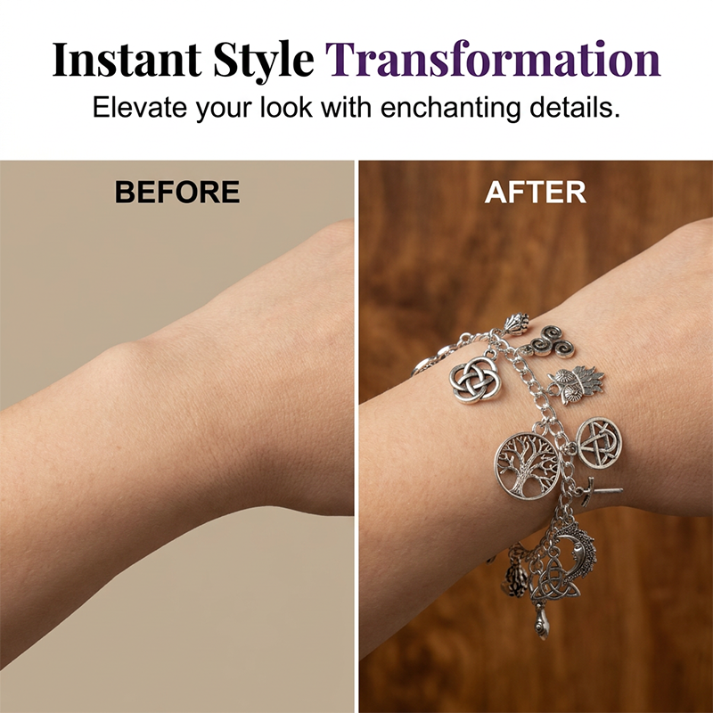 📿 LIMITED-TIME 50% OFF! ✨ Vintage Pagan Charm Bracelet – Spiritual Symbols, Antique Silver, Bohemian Style 🌙