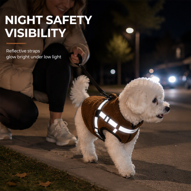 ⏳ LIMITED-TIME 50% OFF 💥 Warm Winter Dog Coat with Reflective Strips & Harness – Plush Teddy Fleece Insulation, Dual Metal D-Ring Secure Harness, Night Visibility Reflective Straps & Skin-Friendly Elastic Fit – Sizes S-XL for Small & Medium Dogs 🐶❄️