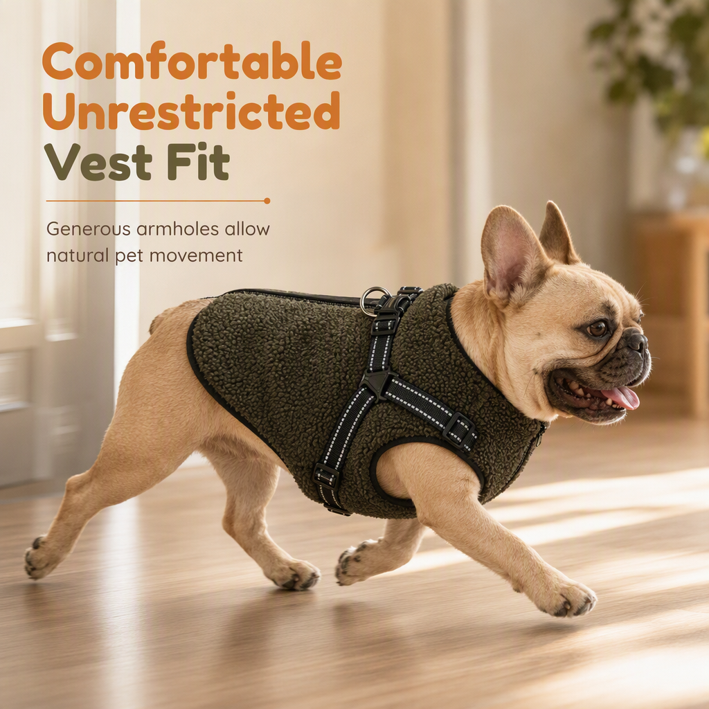⏳ LIMITED-TIME 50% OFF 💥 Warm Winter Dog Coat with Reflective Strips & Harness – Plush Teddy Fleece Insulation, Dual Metal D-Ring Secure Harness, Night Visibility Reflective Straps & Skin-Friendly Elastic Fit – Sizes S-XL for Small & Medium Dogs 🐶❄️