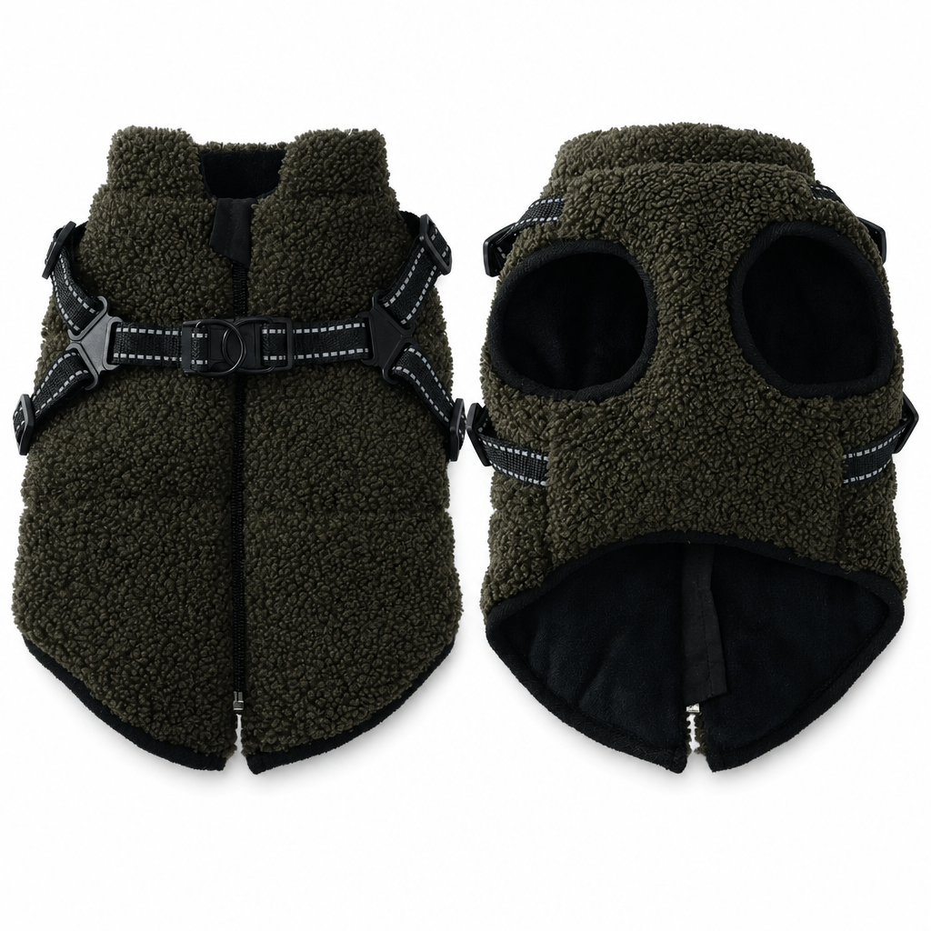 ⏳ LIMITED-TIME 50% OFF 💥 Warm Winter Dog Coat with Reflective Strips & Harness – Plush Teddy Fleece Insulation, Dual Metal D-Ring Secure Harness, Night Visibility Reflective Straps & Skin-Friendly Elastic Fit – Sizes S-XL for Small & Medium Dogs 🐶❄️
