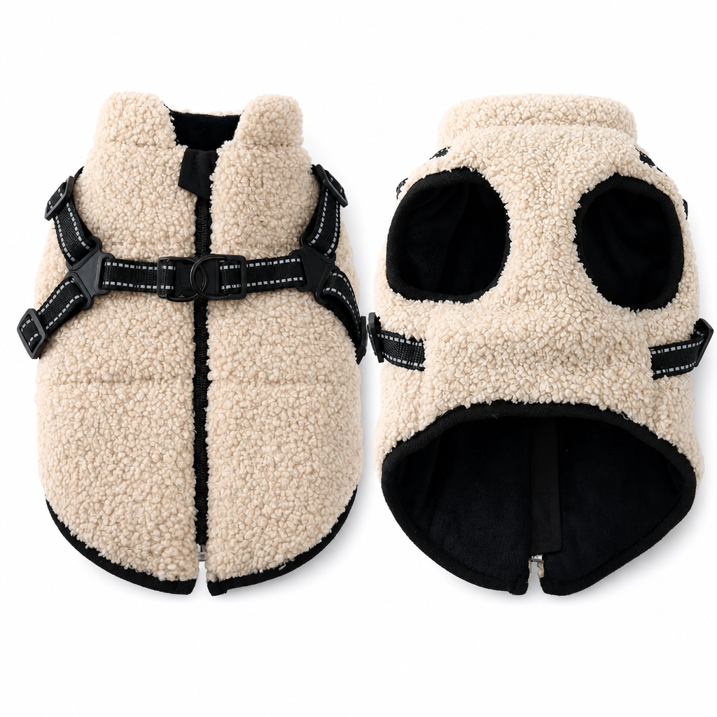 ⏳ LIMITED-TIME 50% OFF 💥 Warm Winter Dog Coat with Reflective Strips & Harness – Plush Teddy Fleece Insulation, Dual Metal D-Ring Secure Harness, Night Visibility Reflective Straps & Skin-Friendly Elastic Fit – Sizes S-XL for Small & Medium Dogs 🐶❄️
